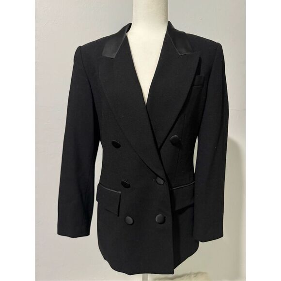 Kasper black blazer 100% wool button front 6 - Picture 1 of 8